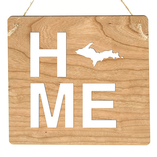 Home Upper Peninsula Cherry Wood Sign - 7.25" UP Michigan Decor - Yooper Pride Home Sign