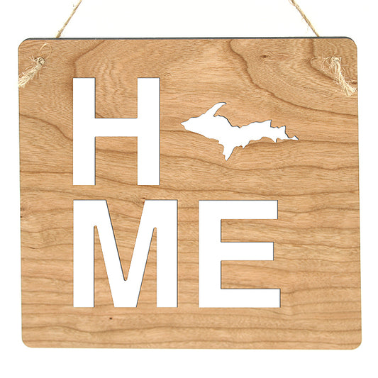 Home Upper Peninsula Cherry Wood Sign - 7.25" UP Michigan Decor - Yooper Pride Home Sign