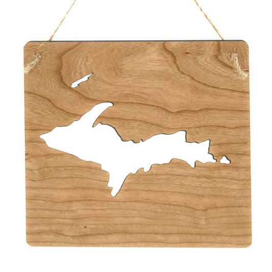 UP Upper Peninsula Cherry Wood Sign