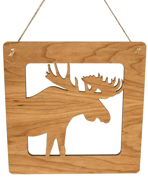 Moose Cherry Wood Sign