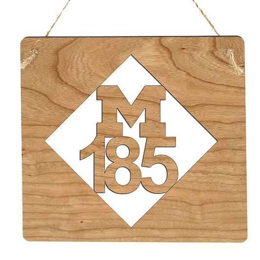 M-185 Mackinac Highway Cherry Wood Sign - 7.25" Michigan History Decor - Vintage Wall Art