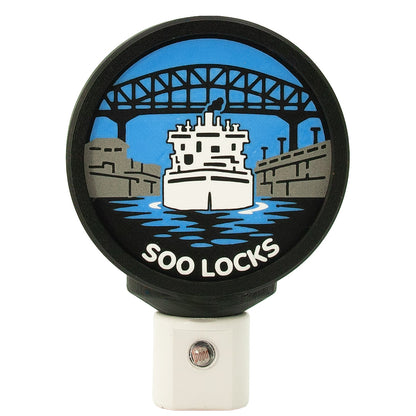 Soo Locks Sault Ste. Marie Night Light, MI Nautical Decor, Freighter.