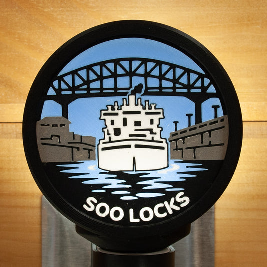 Soo Locks Sault Ste. Marie Night Light, MI Nautical Decor, Freighter.