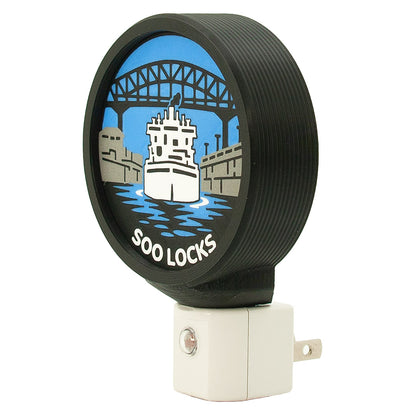 Soo Locks Sault Ste. Marie Night Light, MI Nautical Decor, Freighter.