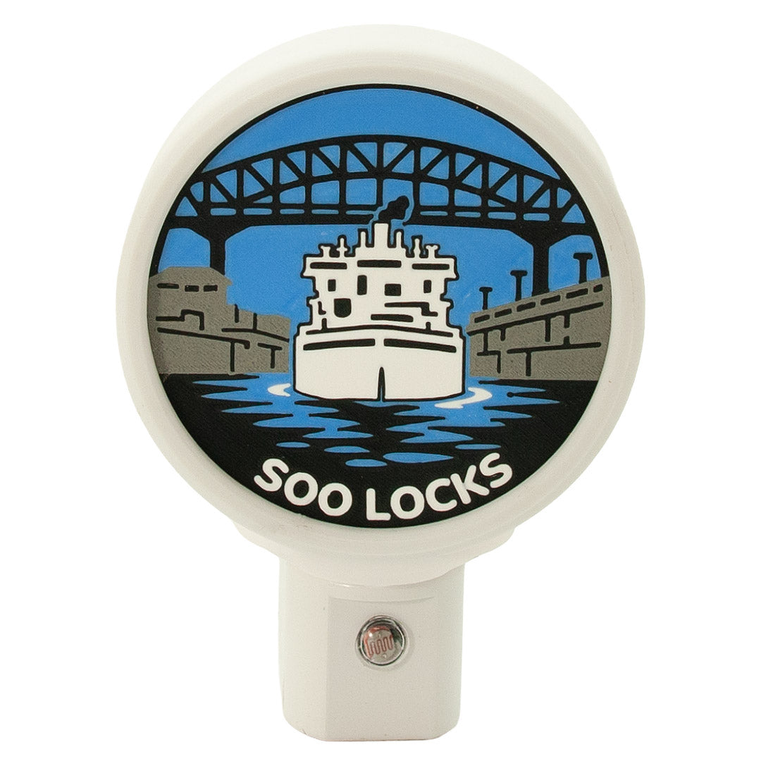 Soo Locks Sault Ste. Marie Night Light, MI Nautical Decor, Freighter.