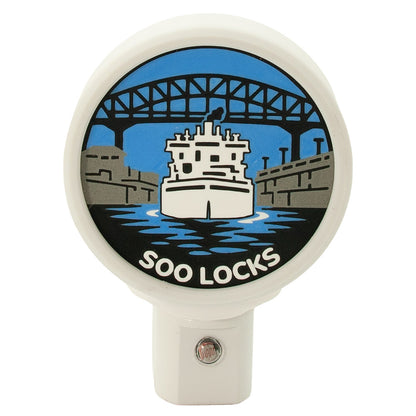 Soo Locks Sault Ste. Marie Night Light, MI Nautical Decor, Freighter.