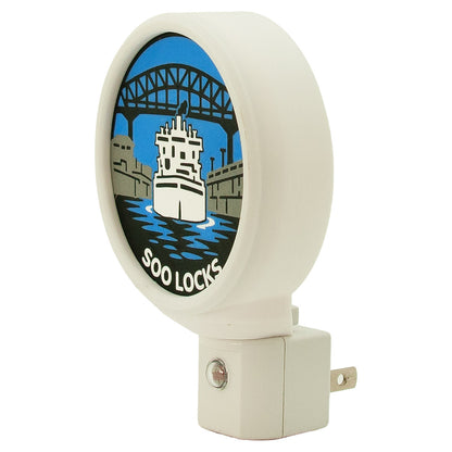 Soo Locks Sault Ste. Marie Night Light, MI Nautical Decor, Freighter.