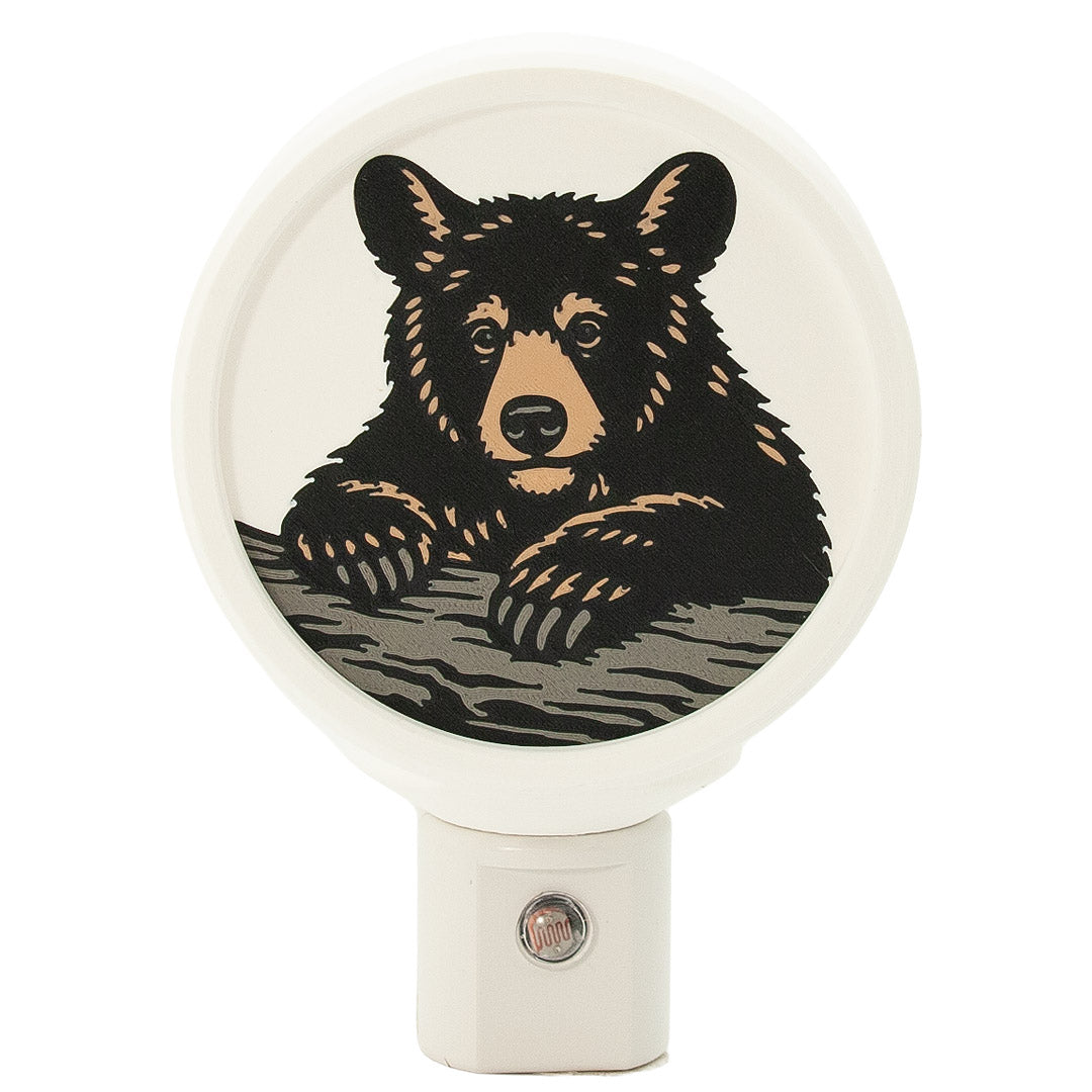 Black Bear Night Light – Rustic Forest Wildlife LED Decor (Handmade).