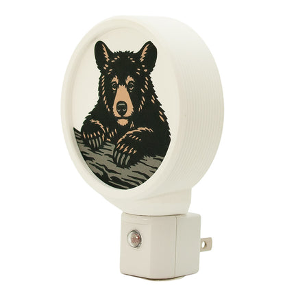 Black Bear Night Light – Rustic Forest Wildlife LED Decor (Handmade).