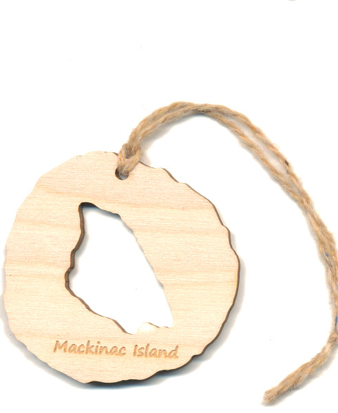 Mackinac Island Wood Ornament 2.4" - Baltic Birch Michigan Island Decor