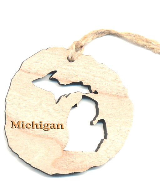 Michigan Mitten Wood Ornament 2.4" - Baltic Birch State Shape