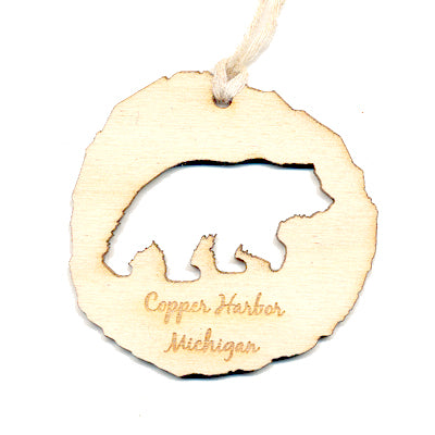 Bear Wood Ornament 2.4" - Baltic Birch Wildlife Christmas Tree Decoration