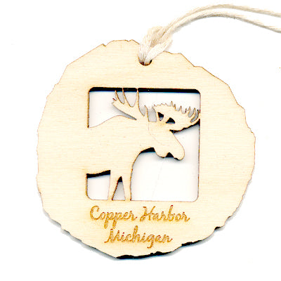 Moose Wood Ornament 2.4" - Baltic Birch Wildlife Christmas Tree Decoration