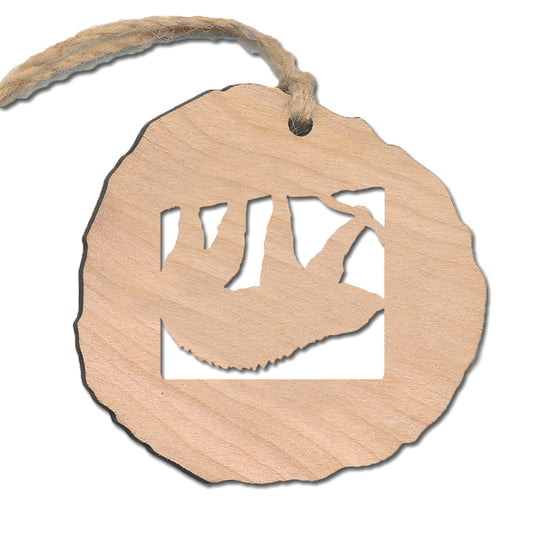 Sloth Cherry Wood Ornament 2.4" - Handcrafted Cute Animal Holiday Decoration