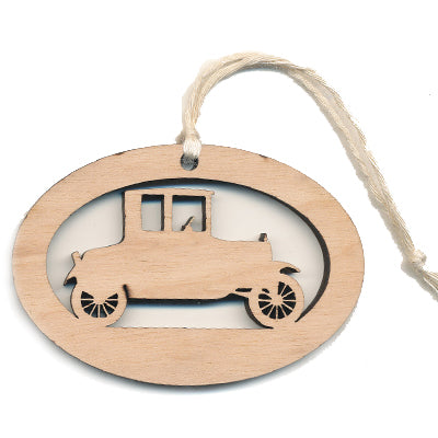 Wood Ornament - Ford Model T - Cherry Oval 2.4"
