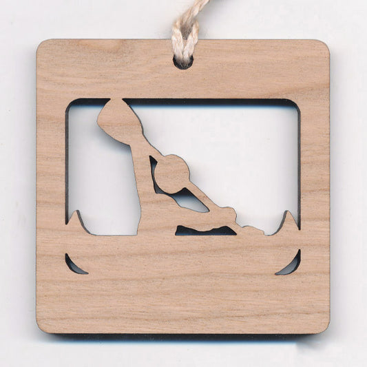 Wood Ornament - Canoe - Cherry 2.4"