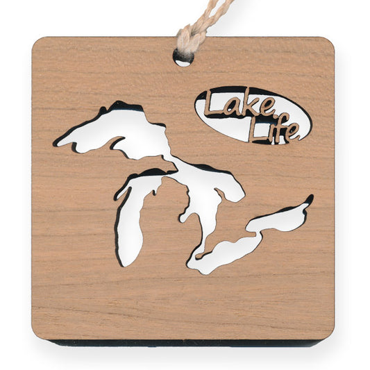 Wood Ornament - Great Lakes Lake Life - Cherry - 2.4"