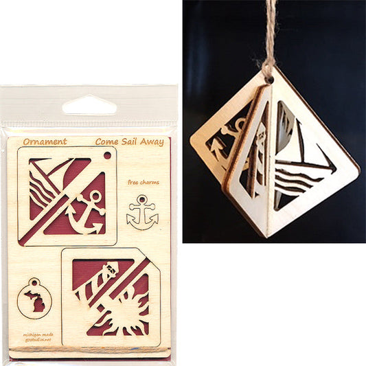 Wood Ornament Card Come Sail Away