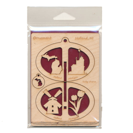 DIY Holland Michigan Ornament Kit - Christmas Craft - Baltic Birch 3.5" x 4.75"