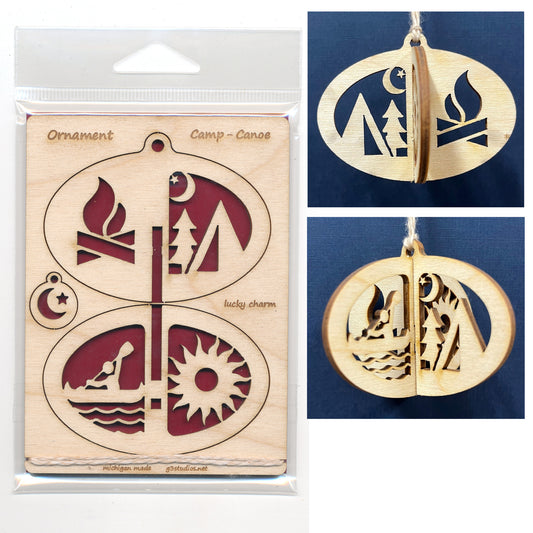 DIY Canoe Ornament Kit - Camp Canoe Kid Craft - Baltic Birch 3.5" x 4.75"