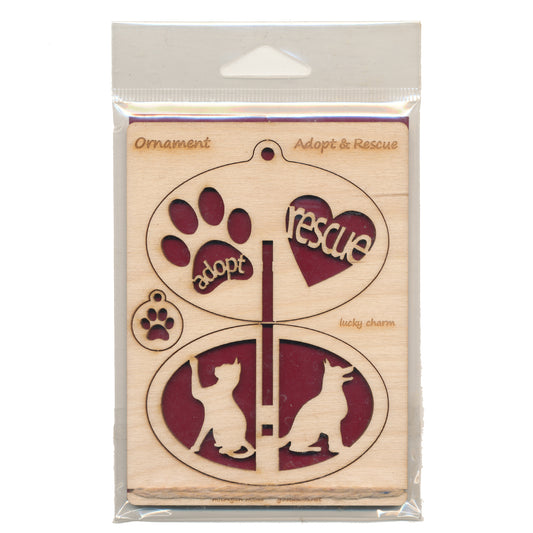 Pet Rescue Ornament Kit - Adopt & Rescue Kid Craft - Baltic Birch 3.5" x 4.75"