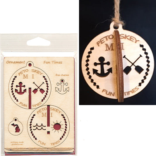 Wood Ornament Kit Large - Lake Life Fun Times Craft - Baltic Birch 4.5" x 6.25"