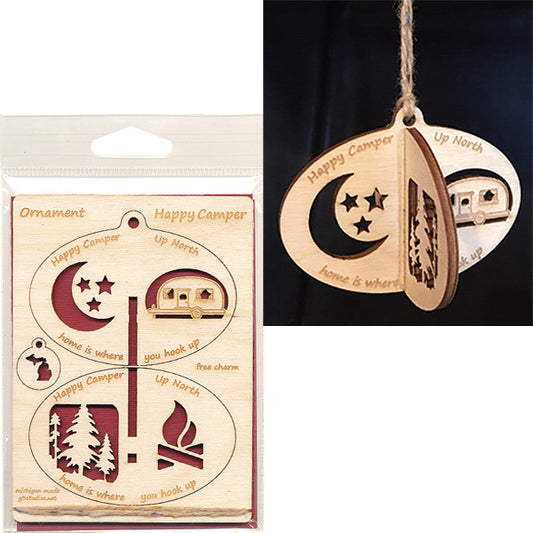 Wood Ornament Kit Large - Happy Camper Craft - Baltic Birch 4.5" x 6.25"