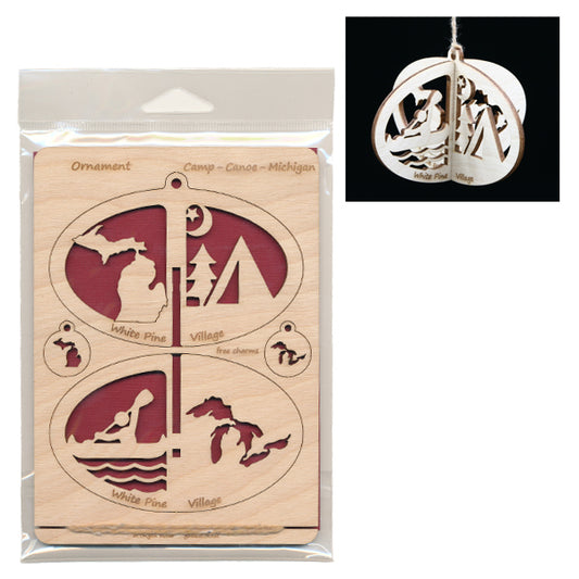 Canoe Ornament Kit Large - Camp Canoe RV Craft - Baltic Birch 4.5" x 6.25"
