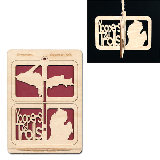 Michigan Ornament Kit Large - Yoopers & Trolls - Baltic Birch 4.5" x 6.25"