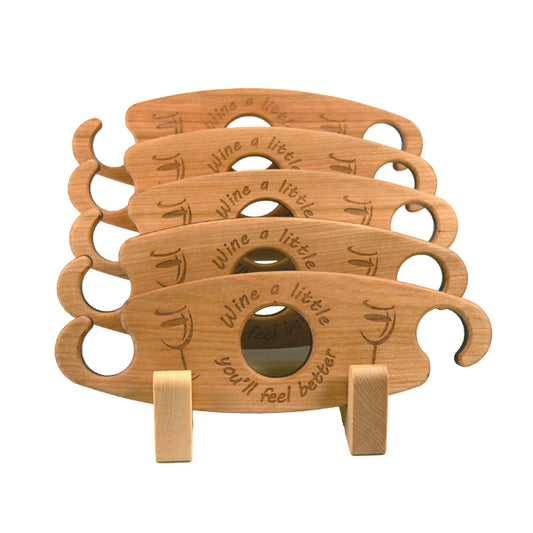 Wood Glass Caddy Display Rack - 5 Piece Retail Stand