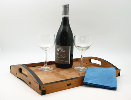 Great Lakes Waves Cherry Wood Serving Tray