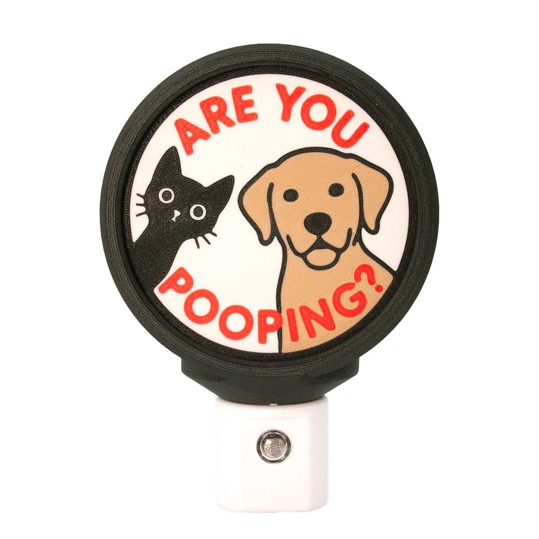Funny Dog Bathroom Night Light 'Are You Pooping?' LED Plug In Nightlight.