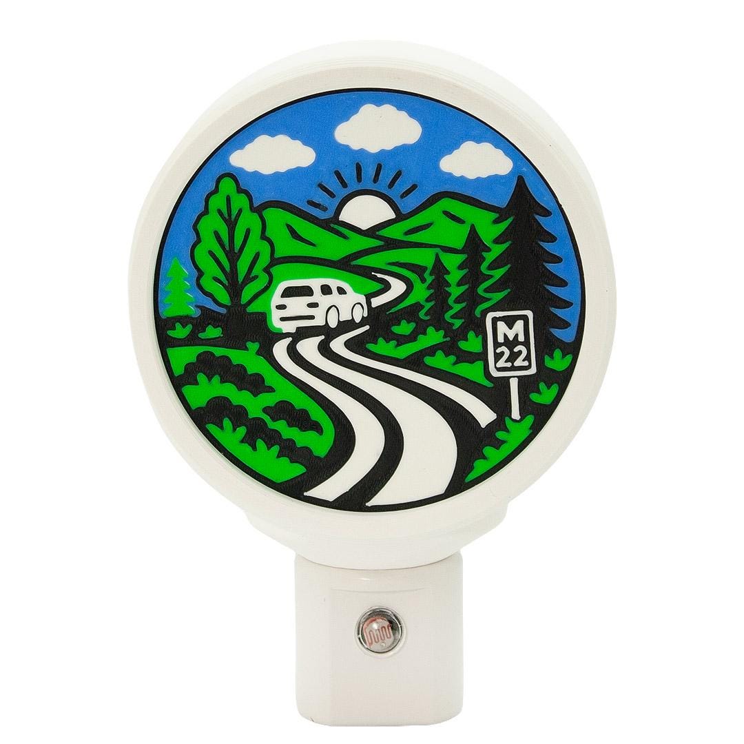 Lithophane M-22 Scenic Roadway Night Light Glow for Northern Michigan.