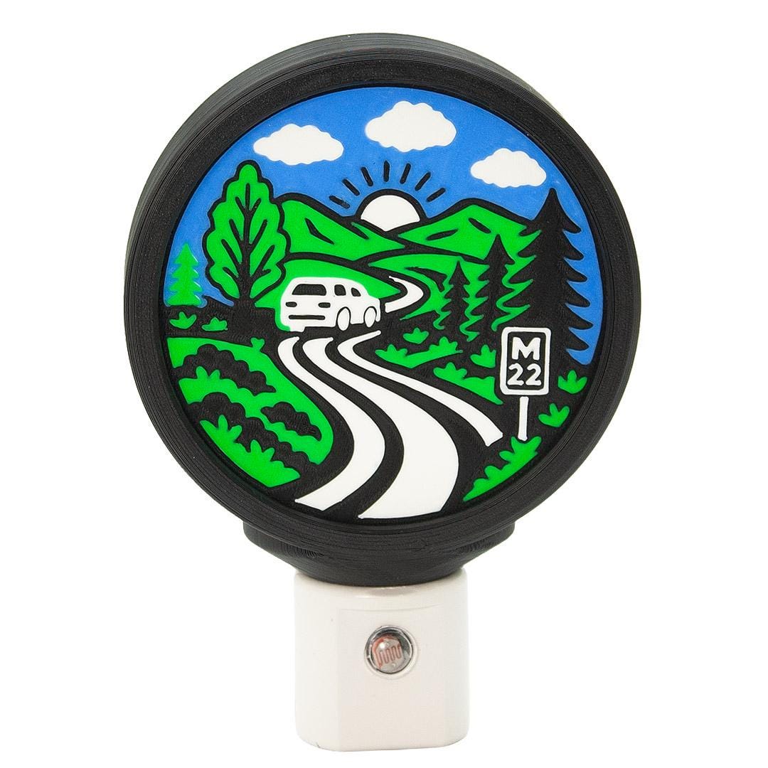 Lithophane M-22 Scenic Roadway Night Light Glow for Northern Michigan.