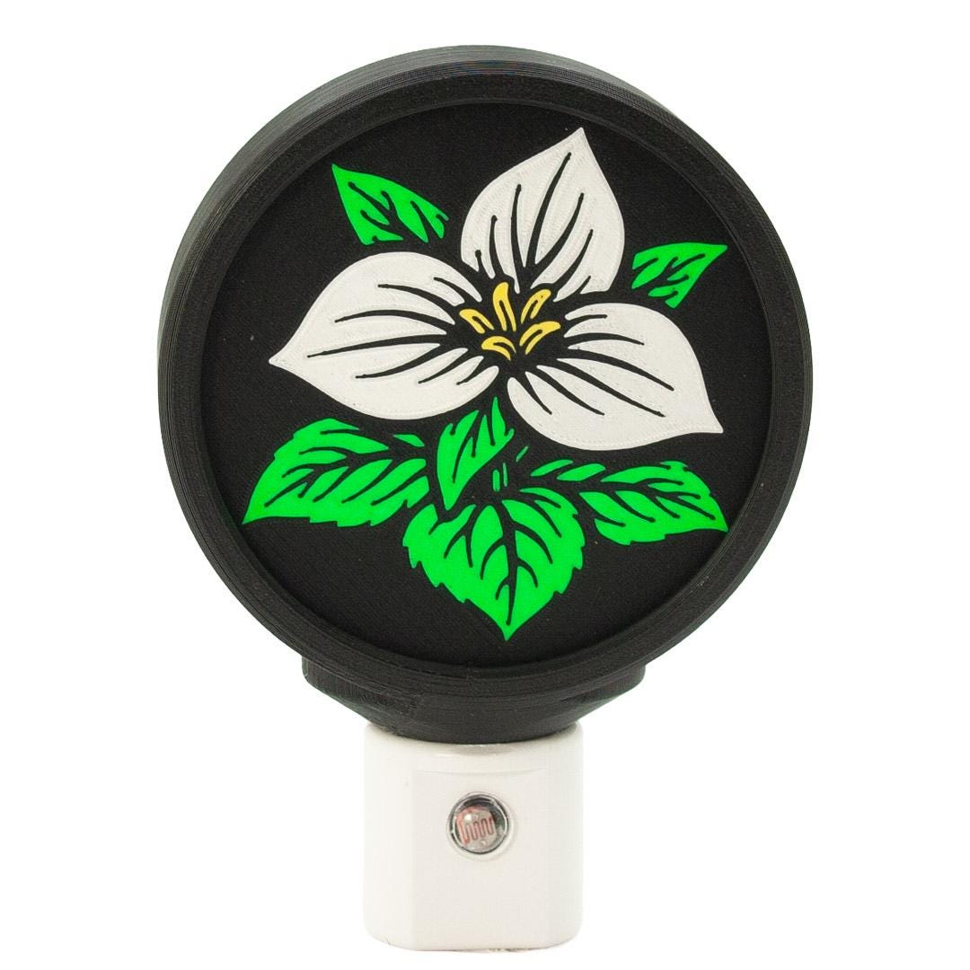 Night Light - Trillium Flower Eco-Friendly Home Decor.