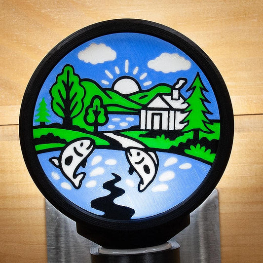 Night Light - 3D Printed Cabin on the Lake Decor & Rustic Gift.