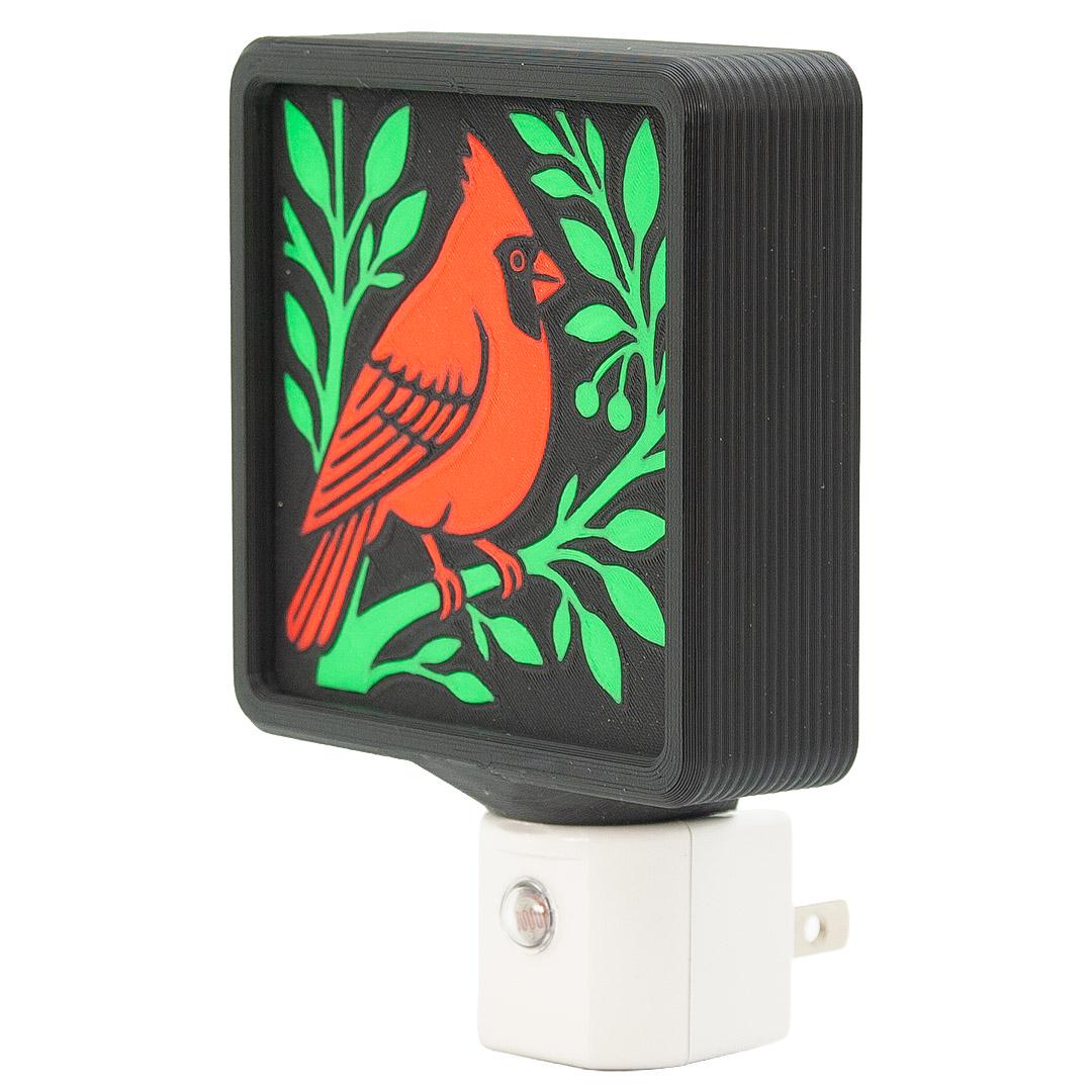Interchangeable Night Light Cardinal - Swappable 3D Printed Faceplate - Nature Lover Gift - Collectible LED Light