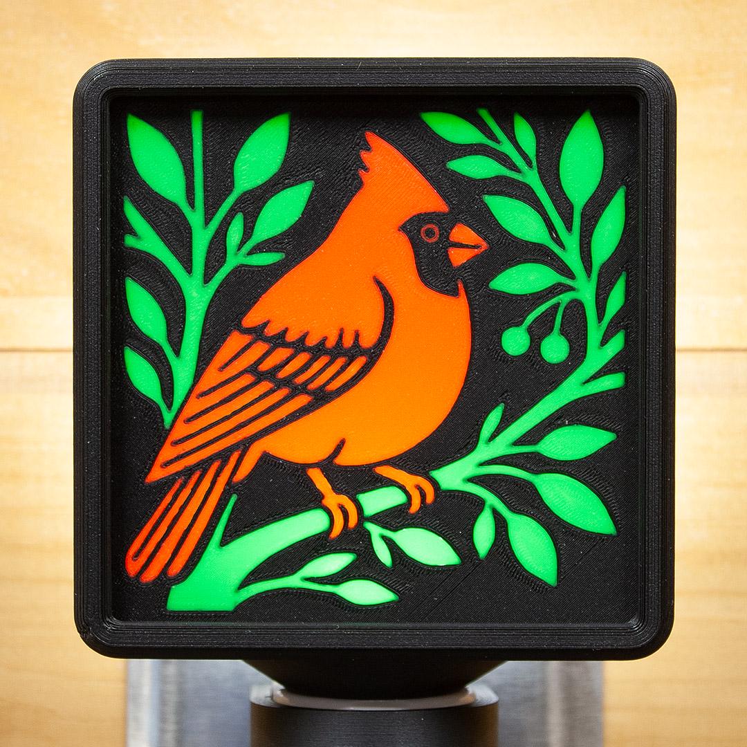 Interchangeable Night Light Cardinal - Swappable 3D Printed Faceplate - Nature Lover Gift - Collectible LED Light