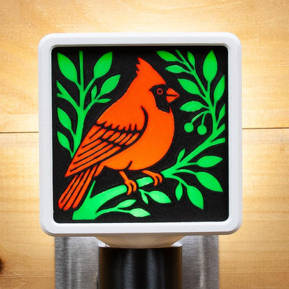 Interchangeable Night Light Cardinal - Swappable 3D Printed Faceplate - Nature Lover Gift - Collectible LED Light