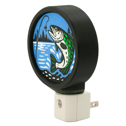 Fly Fishing Night Light – Trout River Scene, Angler Decor, LED Nightlight.
