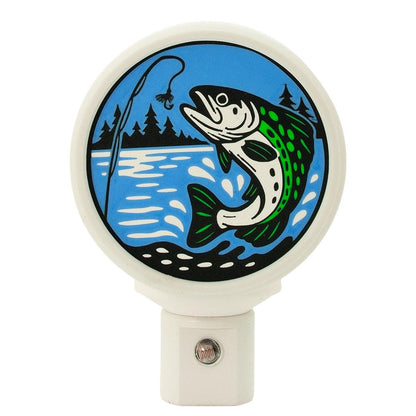 Fly Fishing Night Light – Trout River Scene, Angler Decor, LED Nightlight.