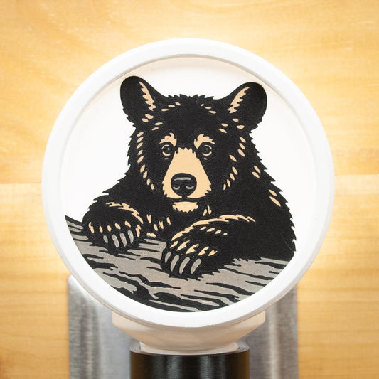 Black Bear Night Light – Rustic Forest Wildlife LED Decor (Handmade).