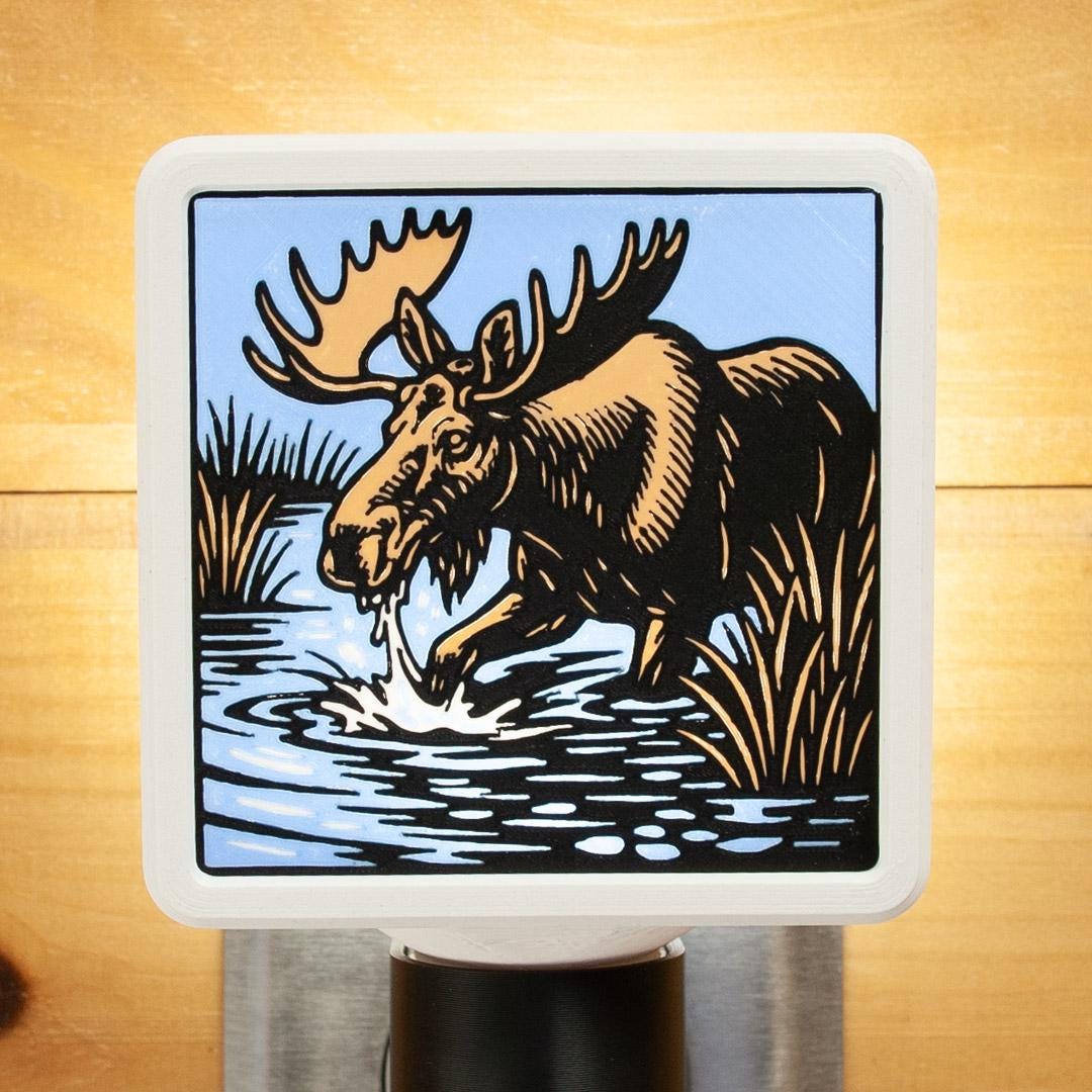 Moose Night Light – Rustic Forest Wildlife LED Decor (Handmade)