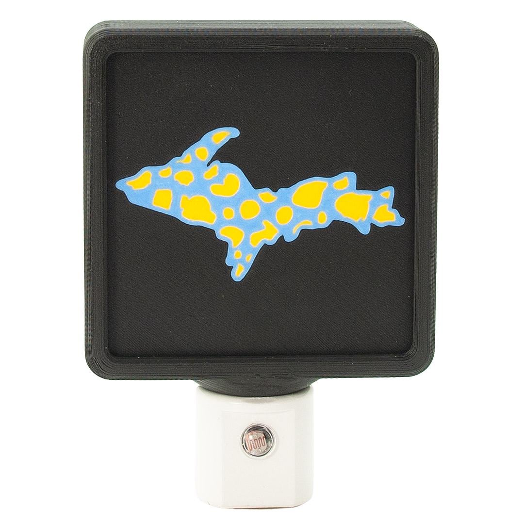 Yooperlite Night Light Glow Stone, Upper Peninsula Michigan Gift, 3D Printed Interchangeable LED Sensor Nightlight, Lake House Decor